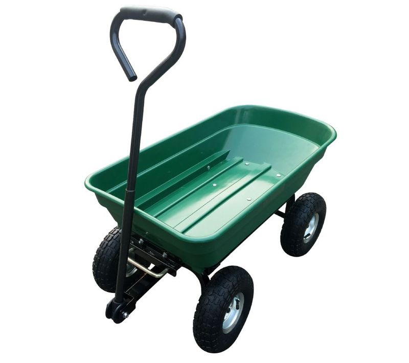 Chariot De Jardin À Main Avec Benne Basculante 75l Hg8028-75-gre