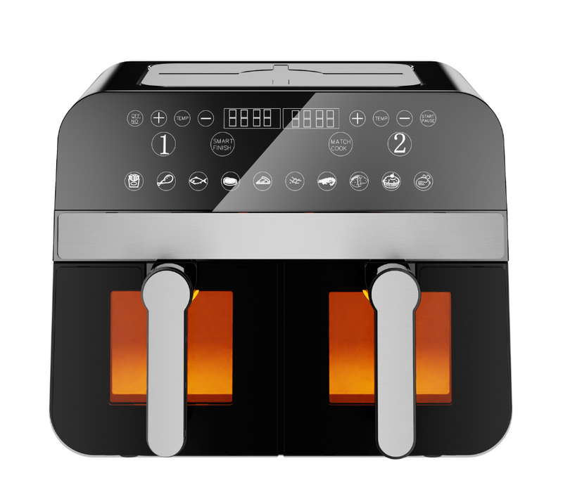 Friteuse à Air Chaud Airfryer Numérique Double Panier Noire 2400w Avec Fenêtre 9l  Cnafd45wb
