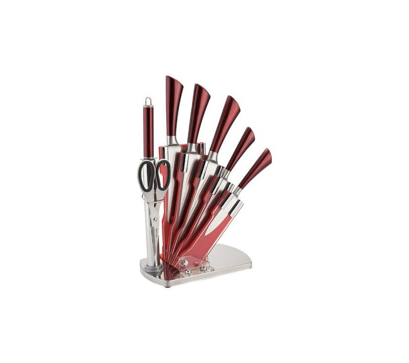 Set De Couteaux Avec Support 8 Pieces Royaltyline Rlkss804-red