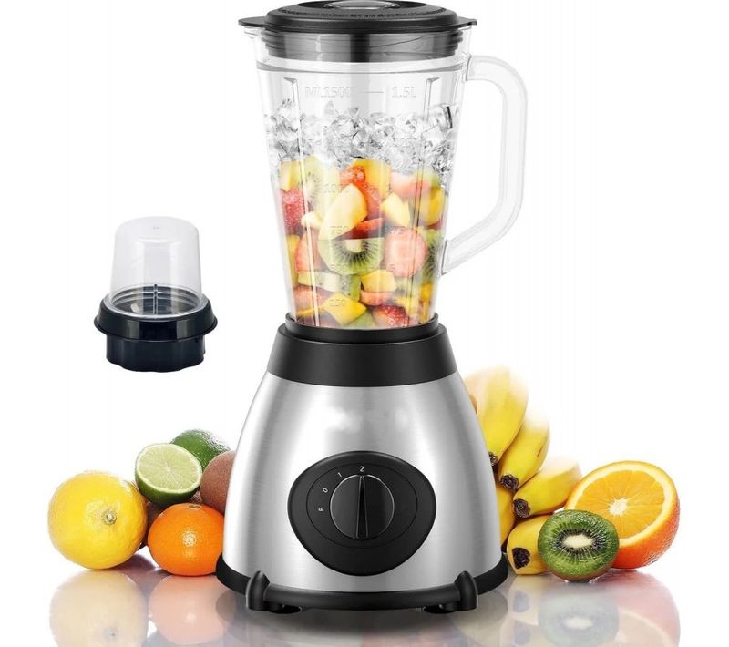 Blender Et Fabricant De Smoothies Avec Moulin à Café & Épices 800w 1,5L 3 Vitesses Acier Inoxydable