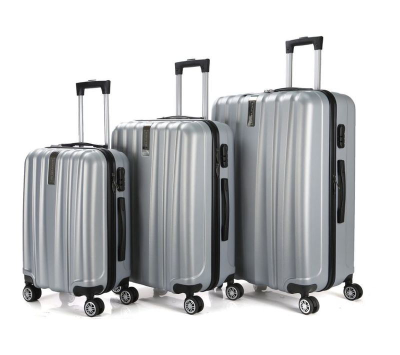 Set 3 Valises 36-67-98 Litres Abs Avec 4 Roulettes Argenté Rllts18706-sil