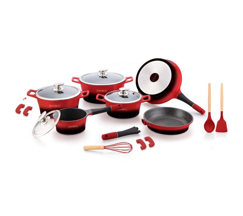 Batterie De Cuisine 17 Pièces Rouge  Rles1014m-rblk
