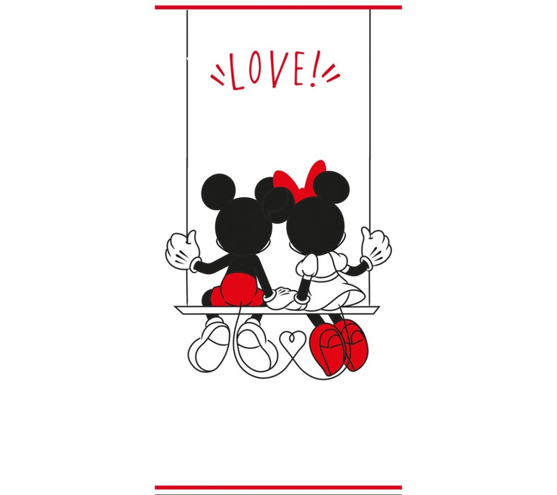 Serviette De Plage - Disney Mickey Et Minnie Sur Une Balançoire - 70x140 Cm
