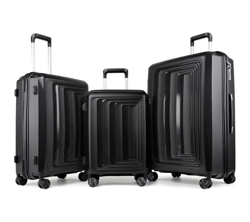 Set 3 Valises 36-67-98 Litres Abs Avec 4 Roulettes Noir Rllts18747-blk