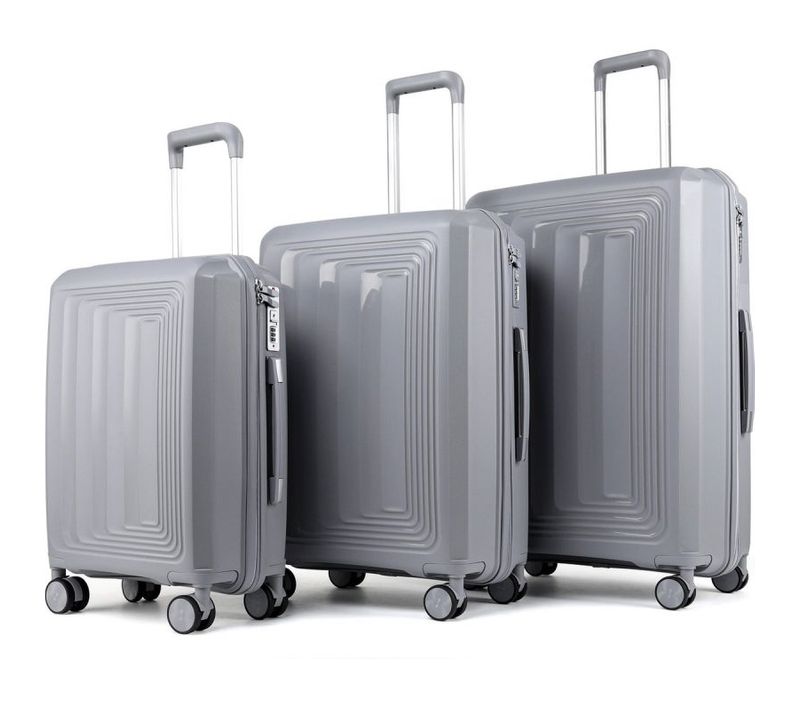 Set 3 Valises 36-67-98 Litres Abs Avec 4 Roulettes Argenté  Rllts18747-sil