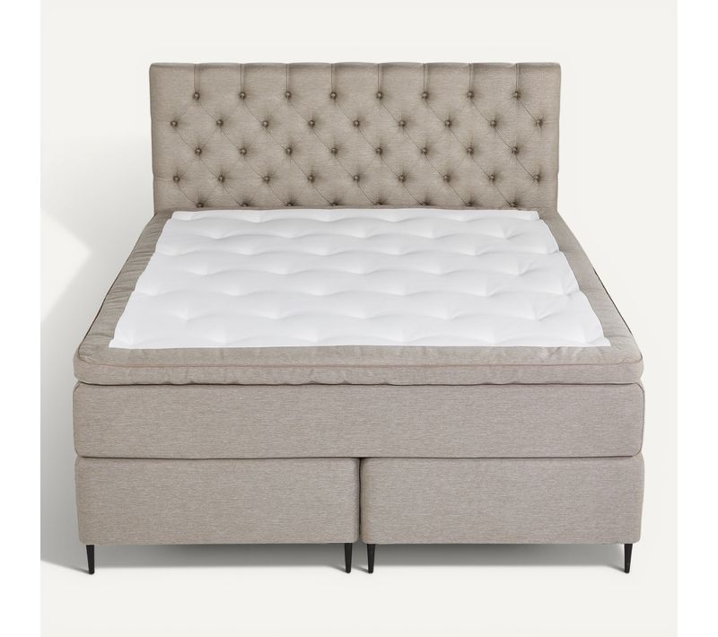 BOXSPRING lit complet taupe CONTINENTAL ép.72 cm 160x200 cm/2x80x200 cm