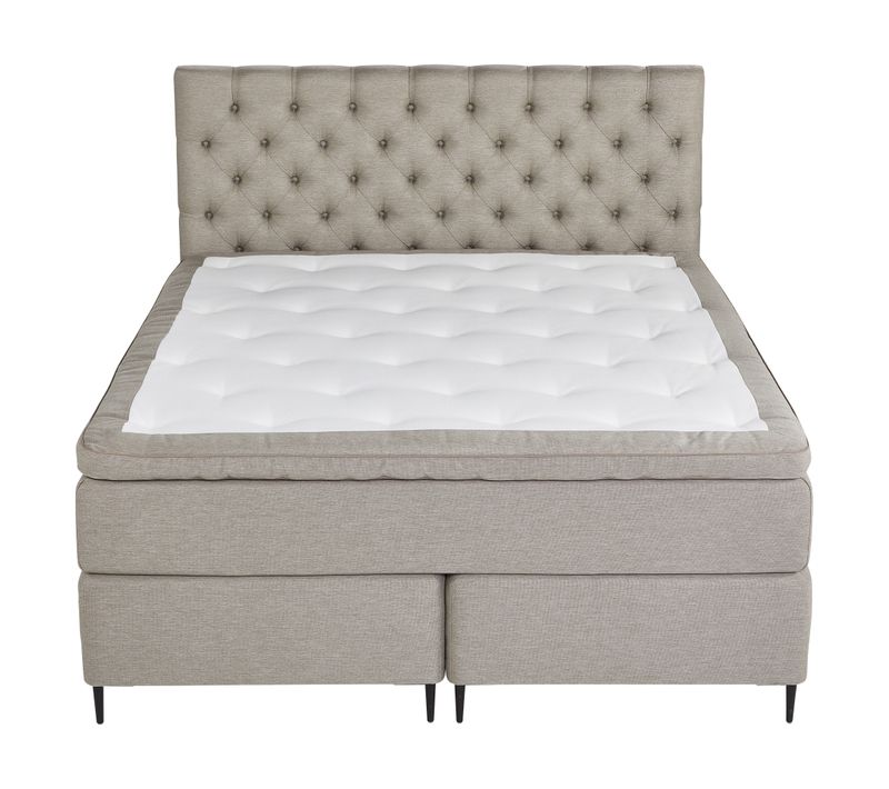 BOXSPRING lit complet taupe CONTINENTAL ép.72 cm 180x200 cm/2x90x200 cm