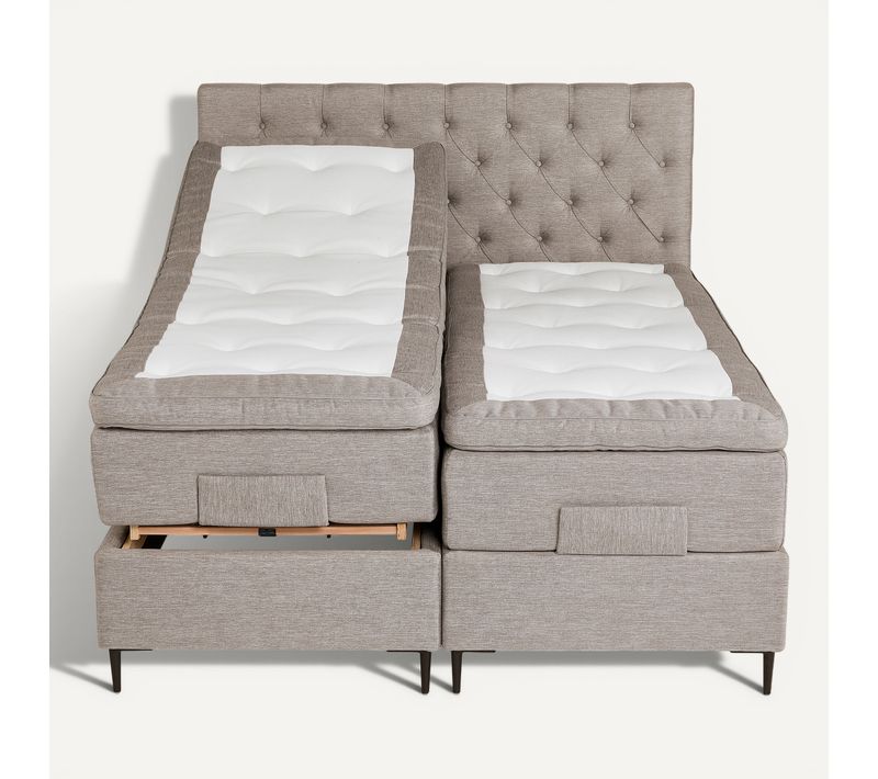 BOXSPRING lit complet relax CONTINENTAL taupe 2x80x200 cm ép.66 cm
