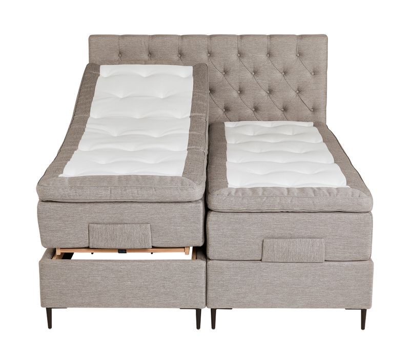 BOXSPRING lit complet relax CONTINENTAL taupe 2x90x200 cm ép.66 cm