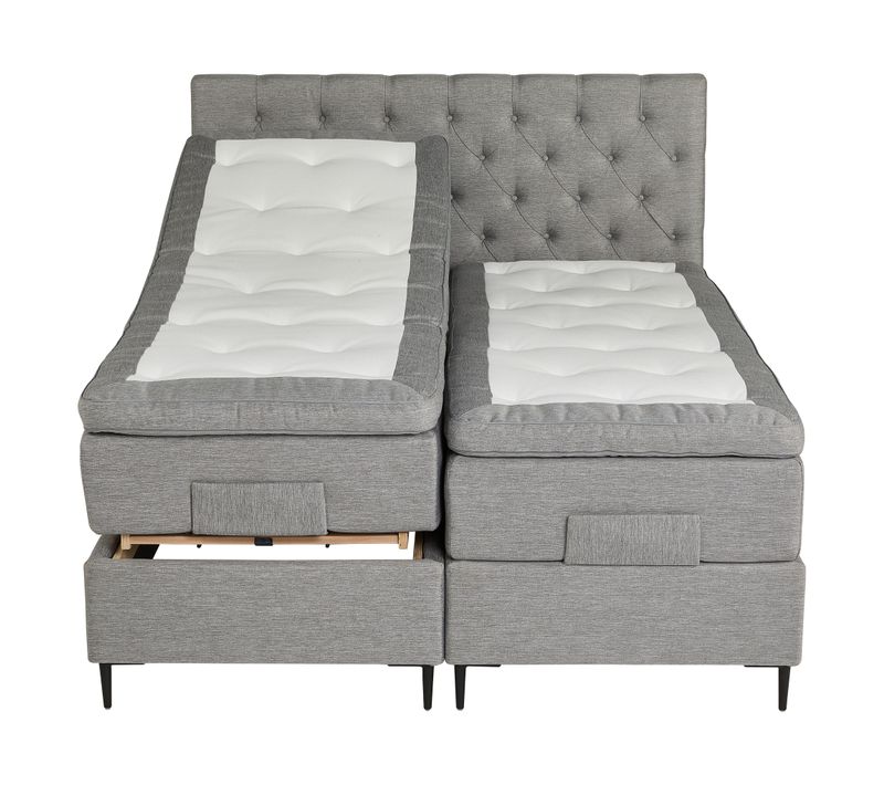 BOXSPRING lit complet relax CONTINENTAL gris 2x80x200 cm ép.66 cm