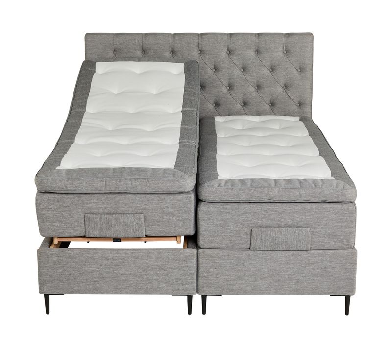 BOXSPRING lit complet relax CONTINENTAL gris 2x90x200 cm ép.66 cm