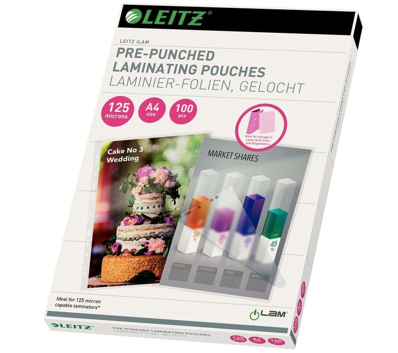 Pochette De Plastification Perforée 125 Microns A4 100 PCs