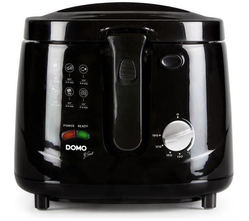 Friteuse Électrique Compacte 2,5 L 1800 W Noire, Thermostat Réglable