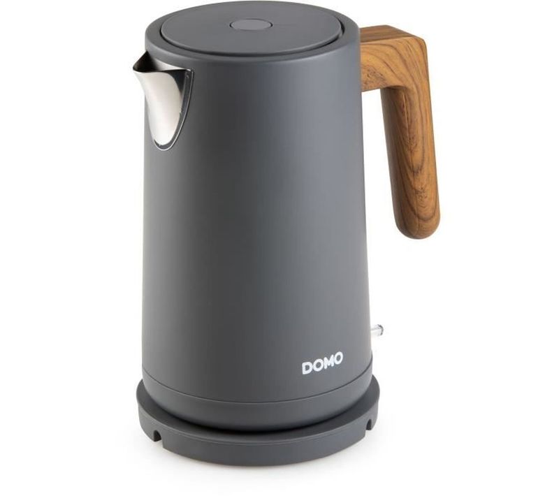 Bouilloire Électrique 1,7 L 2200 W - Corps Mat Gris, Poignée Effet Bois