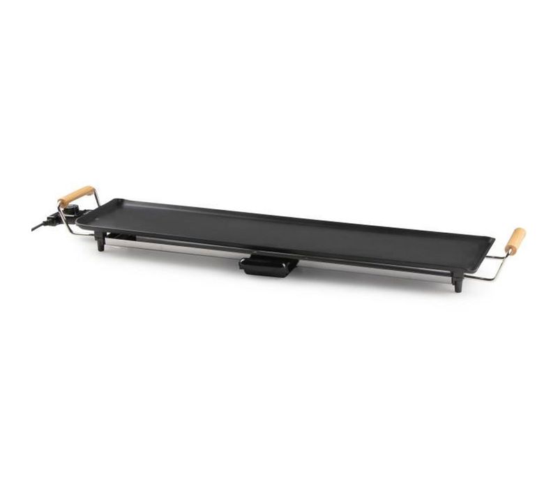 Plancha électrique XXL 1800 W, Plaque Antiadhésive 90 X 22 Cm, Noir