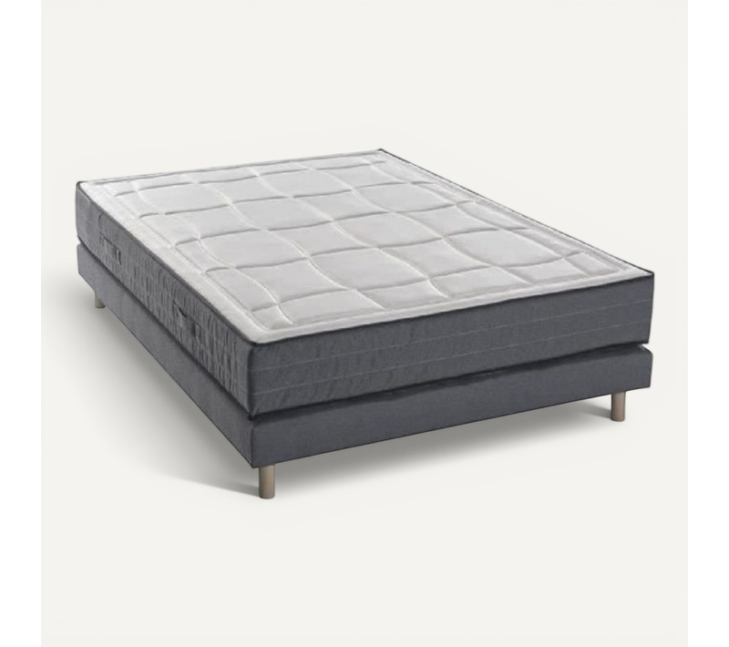 Ensemble Matelas mousse + Sommier 140x190 Cm - 28cm - 5 Zones - Ferme - Hôtel Premium Lux