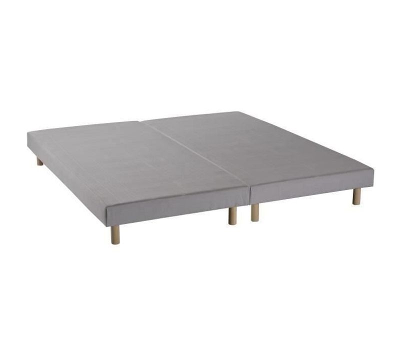 Sommiers Tapissiers À Lattes Rakenne  2x80x200 Cm - Bois Massif Gris + Pieds