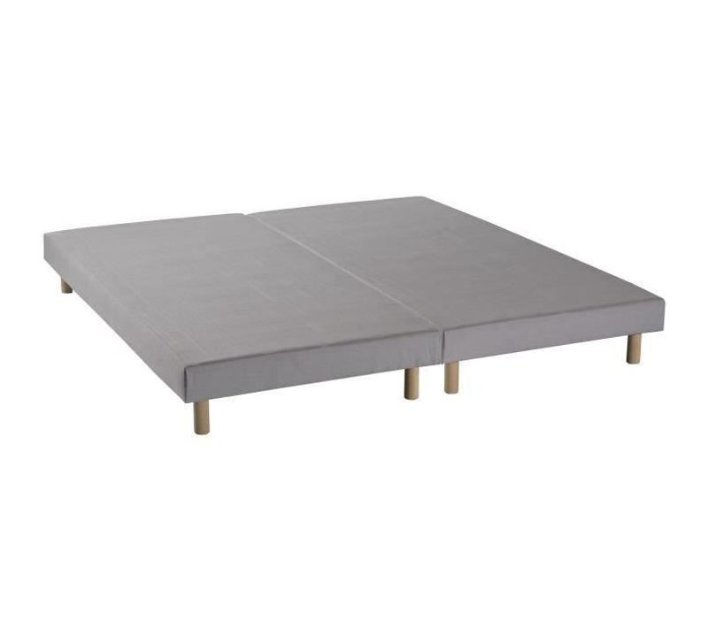 Sommiers Tapissiers À Lattes Rakenne 2x90x200 Cm - Bois Massif Gris + Pieds