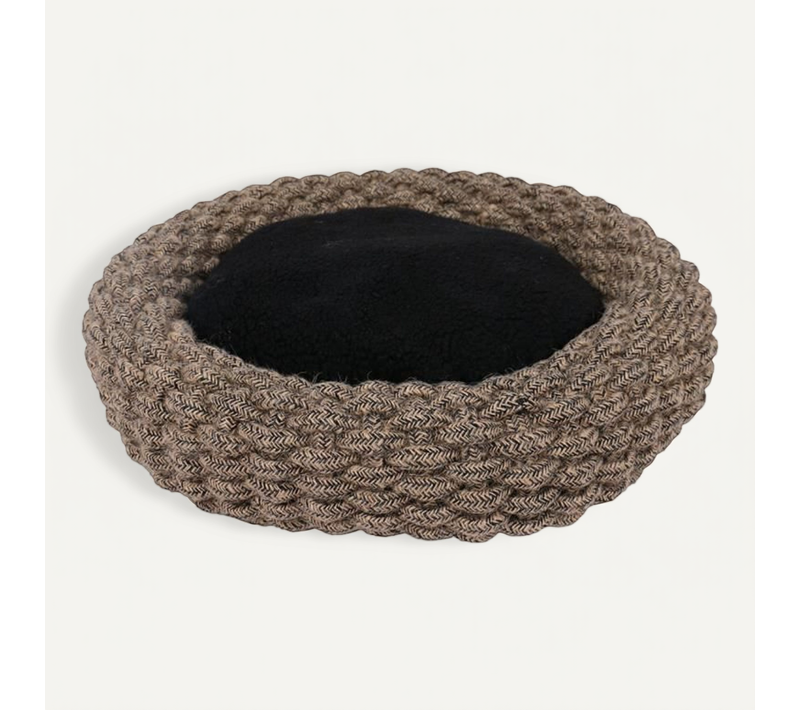 Panier Espresso Ronde Corde Coton - Noir - Pour Chien