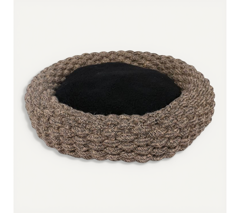 Panier Espresso Ronde Corde Coton - Noir - Pour Chien