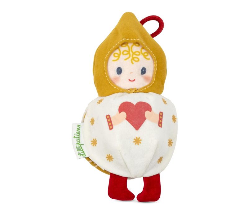 Lutin De Noel - Boule Reversible - Blanc Et Ocre - 11 Cm