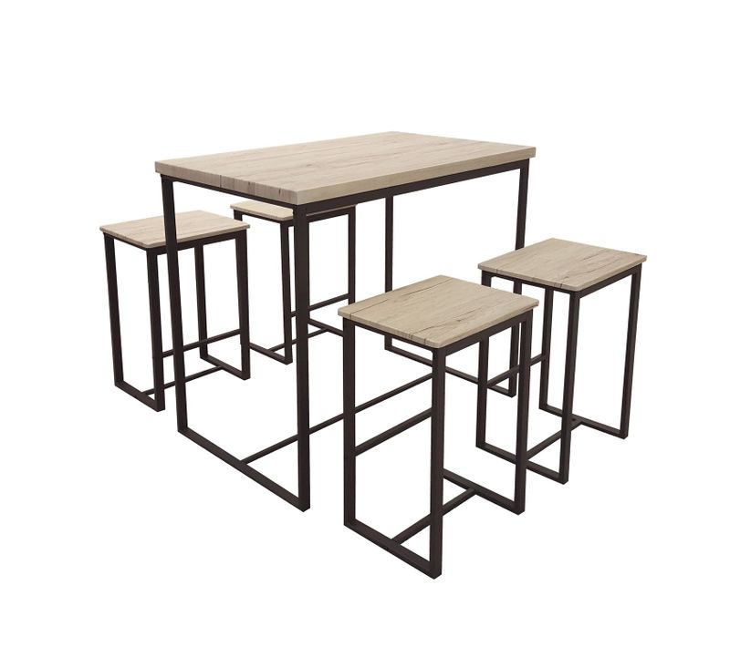 Table Haute Avec 4 Tabourets Industrielle Dock - Noir
