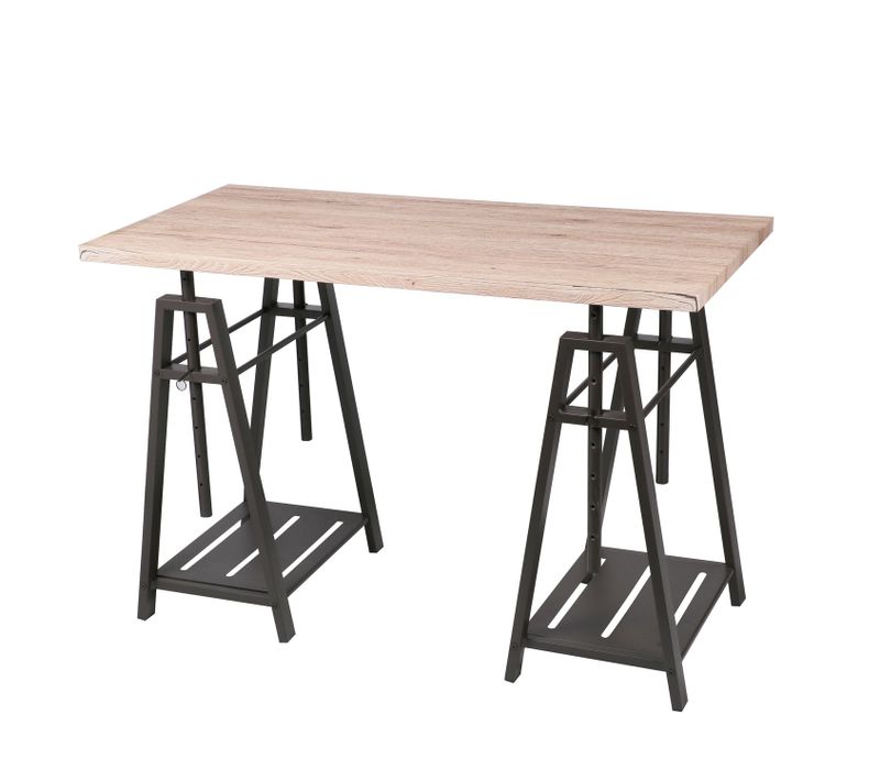 Bureau Architecte Avec Trepied - Noir Et Bois - H. 75 Cm