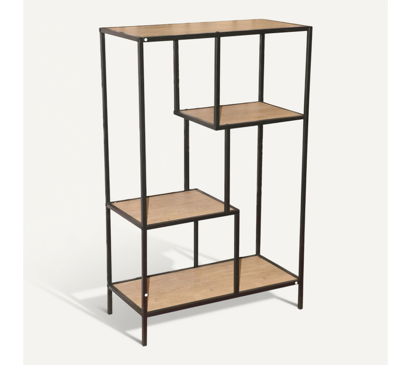 Bibliothèque étagère Design Industriel Colorado - L. 69 X H. 113 Cm - Noir