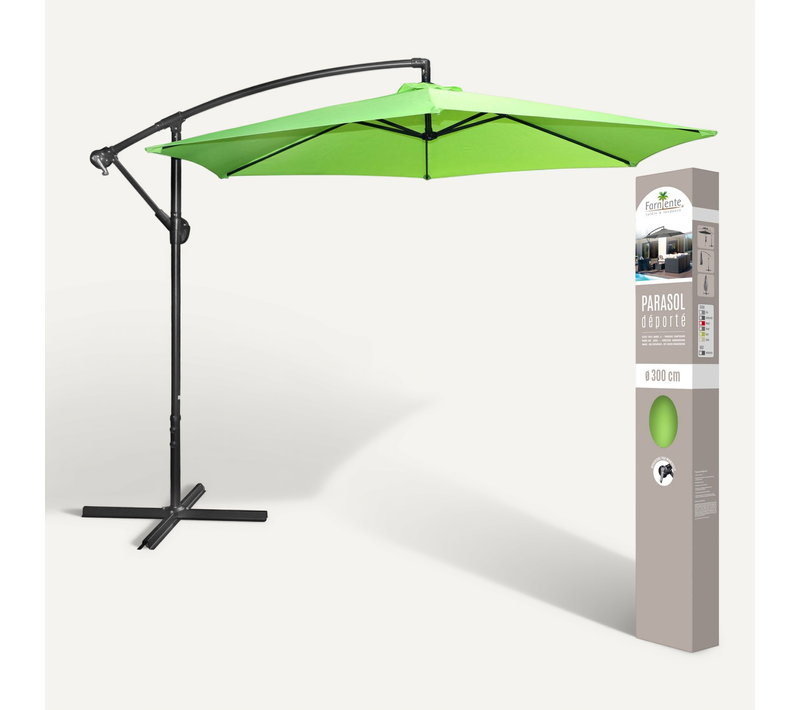 Parasol Déporté Avec Manivelle - Diam. 300 Cm. - Vert Anis