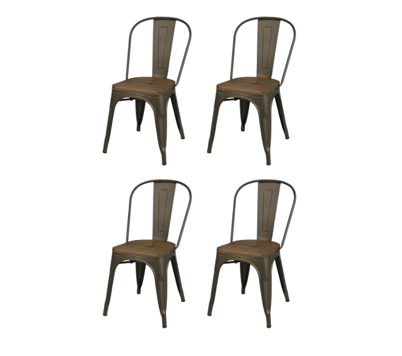 Lot De 4 Chaises En Métal "liv" - Gris Industriel - L 36 X L 45 X H 84 Cm