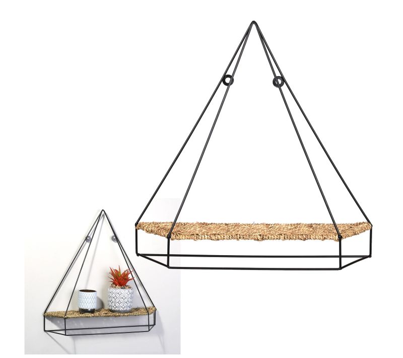 Etagère Murale Design Métal Et Corde Natural Living - L. 46 X H. 44 M - Noir