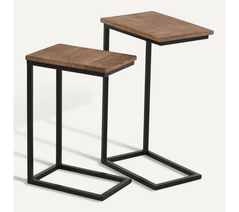 Bouts De Canapé Gigognes En Bois Et Métal (lot De 2) - Emilie