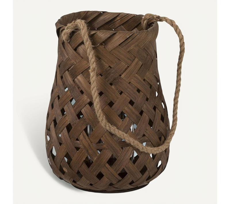 Lanterne Ronde En Bambou "tresse" 30cm Marron