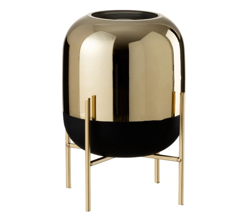 Photophore Déco En Verre "sur Pied" 26cm Or