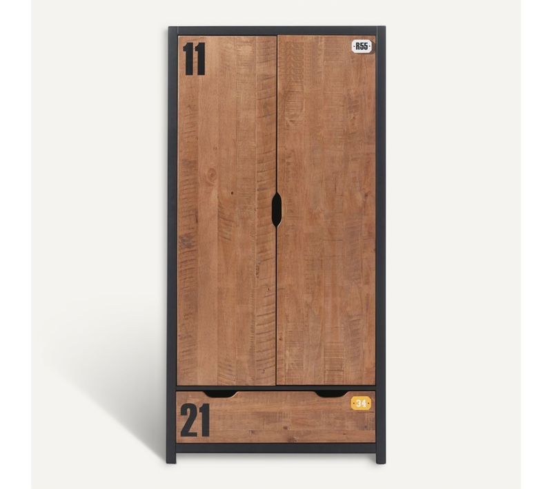 Armoire 2 Portes "alex" 200cm Marron et Noir