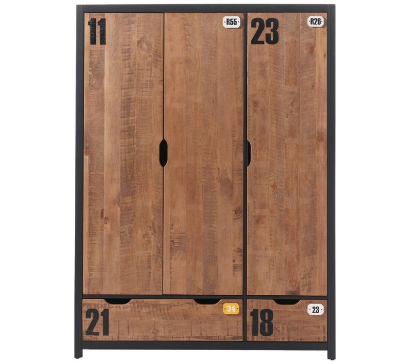 Armoire 3 Portes "alex" 200cm Marron et Noir