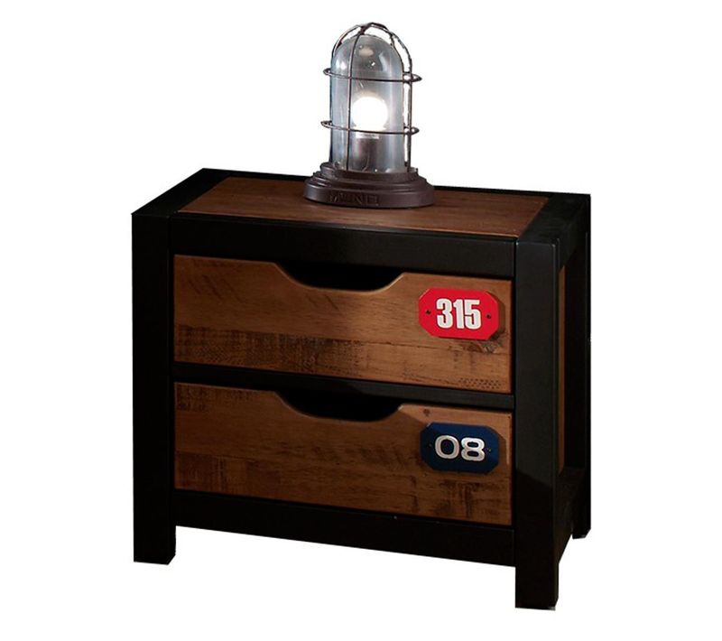 Table De Chevet Enfant "alex" 50cm Marron et Noir