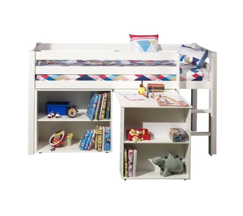 Pack - Lit Enfant Bureau et Bibliothèque "pino" Blanc