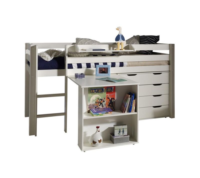 Pack - Lit Enfant Bureau et Commode 4 Tiroirs "pino" Blanc