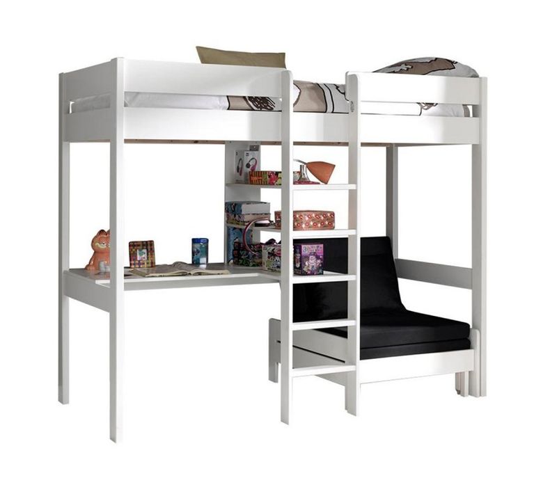 Lit Mezzanine Avec Fauteuil "pino" 90x200 cm Blanc