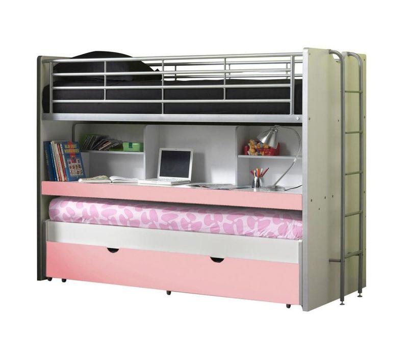 Lit Superposé Enfant "bonny" 90x200cm Rose