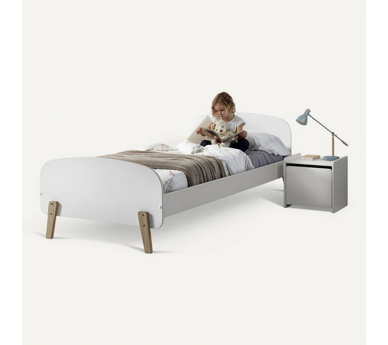 Lit 90x200 Et Chevet 1 Porte Kiddy - Blanc