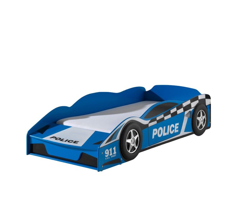 Pack - Lit Enfant et Matelas "police" 70x140cm Bleu