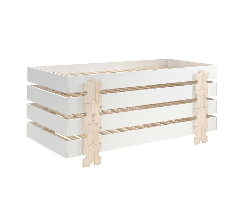Lit Enfant En Bois "modulo Puzzle Iv" 90x200cm Blanc