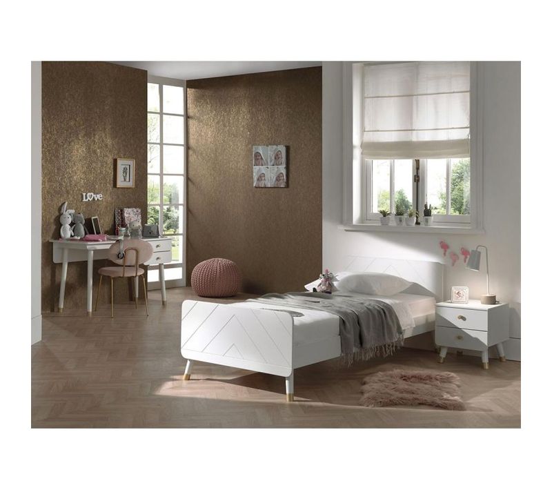 Pack - Lit Enfant, Chevet, Bureau et Commode "billy" 90x200 cm Blanc