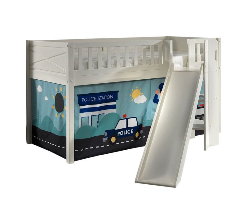 Lit Enfant Toboggan et Tente "scott Police" 90x200cm Blanc