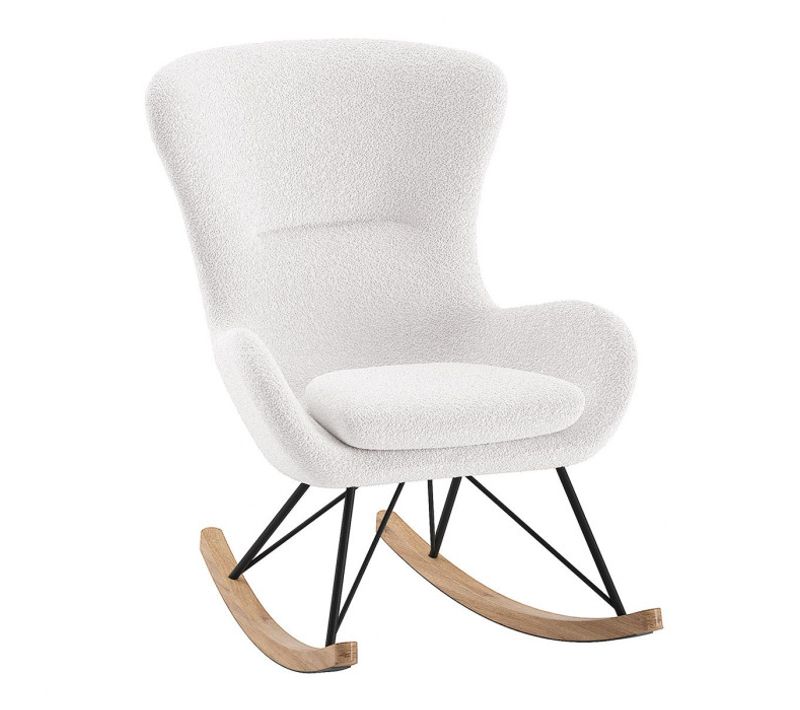 Fauteuil à Bascule Bouclette "rocky" 101cm Blanc