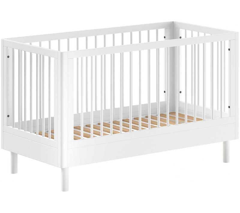 Lit De Bébé Forrest 70x140cm - Réglable - Bois De Hêtre Blanc