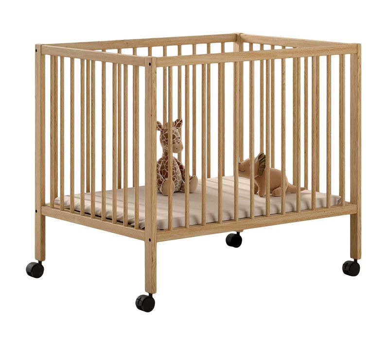 Parc Pour Bébé Dino - 95 X 75 Cm - Réglable - Bois De Hêtre Massif