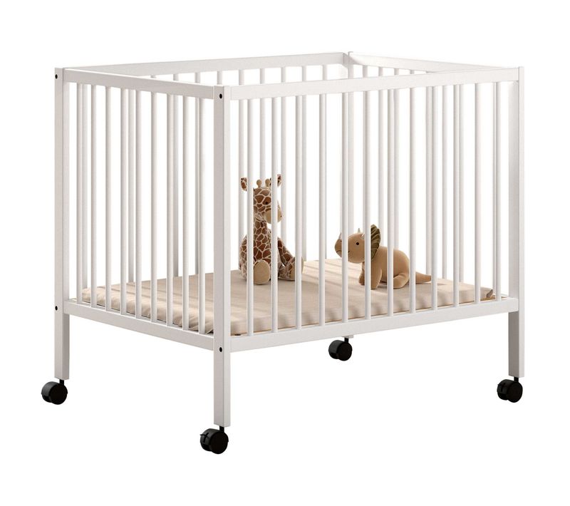 Parc Pour Bébé Dino - 95 X 75 Cm - Réglable - Bois De Hêtre Blanc